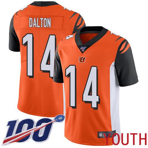 Cincinnati Bengals Limited Orange Youth Andy Dalton Alternate Jersey NFL Footballl #14 100th Season Vapor Untouchable->women nfl jersey->Women Jersey
